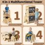 4-In-1 Toddler Kitchen Step Stool - Foldable Learning Standing Tower with Blackboard - Convertible Wooden Kitchen Stool Helper for Kids Boys Girls (Natural) Image 3