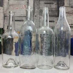 424 - Set of 4 Vintage Tall Collectible Decorative Alcohol Bottles