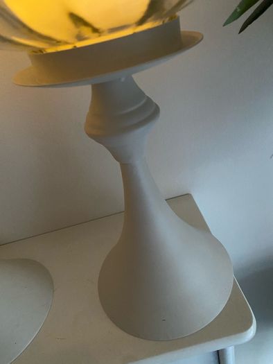 ShabbyChic Set of 2 Extra Large Candle Holders with Ribbed Glass Top