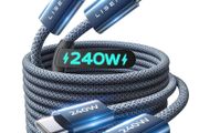 240W USB C to USB C Cable [2-Pack 2m] USB C Charger Cable, Nylon Type C Charger Cable Fast Charging for iPhone 17 16 15 Pro Max, MacBook Pro/Air, iPad Pro, Galaxy S25 S24, Switch 2, Steam Deck