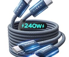 240W USB C to USB C Cable [2-Pack 2m] USB C Charger Cable, Nylon Type C Charger Cable Fast Charging for iPhone 17 16 15 Pro Max, MacBook Pro/Air, iPad Pro, Galaxy S25 S24, Switch 2, Steam Deck