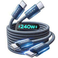 240W USB C to USB C Cable [2-Pack 2m] USB C Charger Cable, Nylon Type C Charger Cable Fast Charging for iPhone 17 16 15 Pro Max, MacBook Pro/Air, iPad Pro, Galaxy S25 S24, Switch 2, Steam Deck