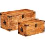 Storage Chest Set 2 Pieces Rough Mango Wood Image 5