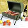 Camping Portable BBQ Barbecue Grill Outdoor Compact Smoker Portable Oil Drum Barbecue,Ideal for Camping, Festivals & Picnics, Tabletop Grill Green Image 3