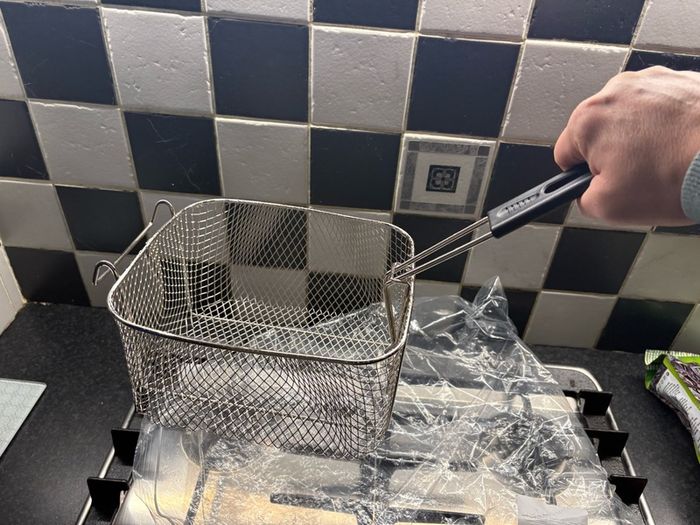 Stainless Steel Fryer Frying Basket Rectangle Wire Mesh Strainer with Long Handle Frying Cooking Tool Kitchen Cooking Tool for 6L fryer