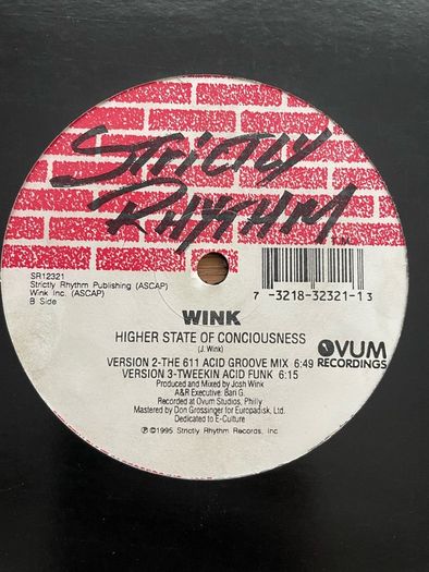 Wink - Higher State of Consciouness 12" - 1995 - Strictly Rhythm Records - SR12321