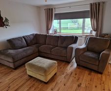 L shaped couch and foot stool