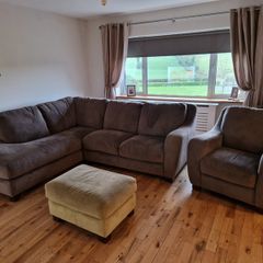 L shaped couch and foot stool