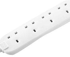 Masterplug Four Socket Extension Lead, 3 Metre Cable, Unswitched, 4-Way Plug Extension Cable, Power Strip, Basic Power, White, 13A, 4G, 3m, BFG3N