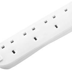 Masterplug Four Socket Extension Lead, 3 Metre Cable, Unswitched, 4-Way Plug Extension Cable, Power Strip, Basic Power, White, 13A, 4G, 3m, BFG3N