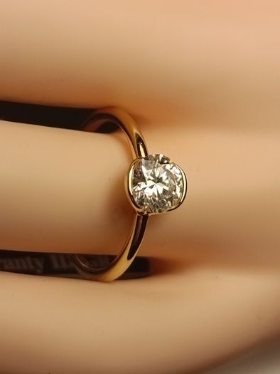 Gold Plated Sterling Silver Bezel set Moissanite Solitaire Ring