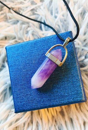 Amethyst crystal pendant necklace
