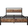 Small double Metal Platform Bed Frame 120 x 200cm with Wooden Headboard and Footboard Heavy Duty Steel Support, No Box Spring Needed, Easy Assembly, Black Image 3