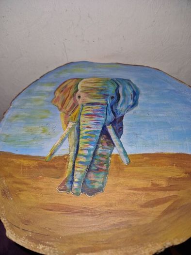 Hand painted wooden Elephant stand