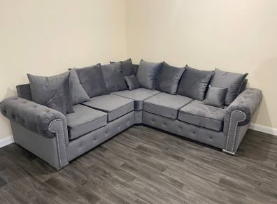 Olympia Plush Velvet Fabric Sofa