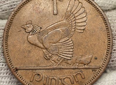 Ireland 1968 1d Penny Mint Error Chickless Penny