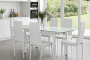 Extendable Glass Dining Table Set with 6 chairs