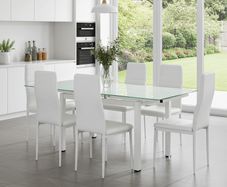 Extendable Glass Dining Table Set with 6 chairs