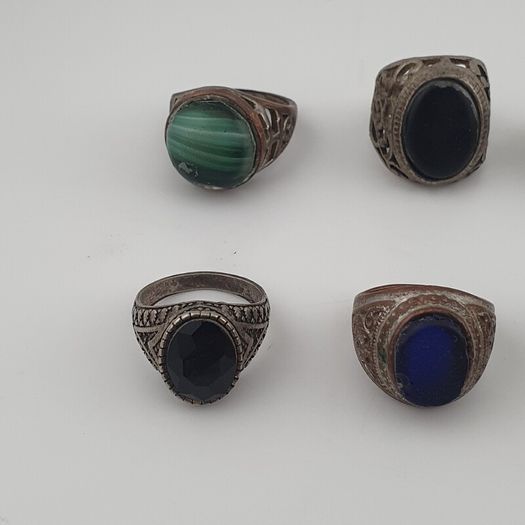 15 Vintage Rings Mixed Lot  Antique Brass Collectible Jewelry