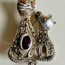 Silver/Garnet/Pearl Cat Brooch Image 4