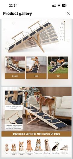Adjustable Wooden dog ramp 120cm long - 6 levels