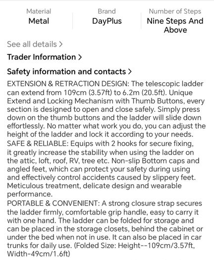 6.2 meter extension ladder