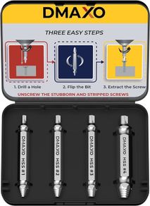 NEW SALE | 04 Pcs Screw Extractor Set - Broken Screw Removal Tool - Damaged Screw Extractor Set - Damaged Screw Remover - Stripped Screw Extractor Kit