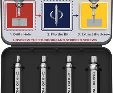 NEW SALE | 04 Pcs Screw Extractor Set - Broken Screw Removal Tool - Damaged Screw Extractor Set - Damaged Screw Remover - Stripped Screw Extractor Kit