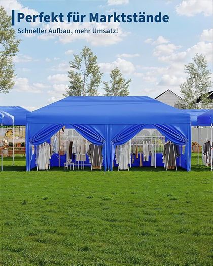 3m x 6m folding tent accordion 4 side panels 2 curtains + transport bag Waterproof Stable Flat Foldable Gazebo Popup Garden Tent