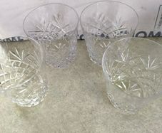 A fine set of 4 vintage hand cut crystal large double old fashioned glasses in Braemar cut, c.200ml, 1980s NOT STAMPED
