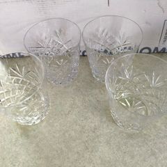 A fine set of 4 vintage hand cut crystal large double old fashioned glasses in Braemar cut, c.200ml, 1980s NOT STAMPED