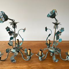 Pair of Brass Floral Light Fittings
