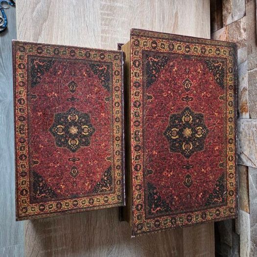 Vintage Nesting Faux Book Storage Boxes - Set of 2 Ornate Persian Design