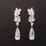 Wedding Bridal Crystal Silver Earrings Image 3