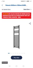 Radiator Flomasta 1600mm x 500mm 2409BTU Black
