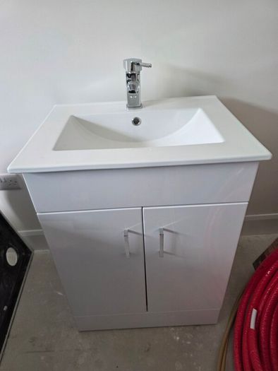 White Bathroom Vanity UnitWhite Bathroom Vanity Unit, Basin and Chrome Tap  Excellent Condition