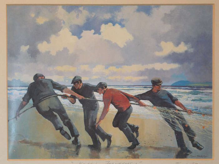 John Skelton Signed Print Kerry Fisherman Framed