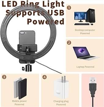 FREE SHIPPING Ring Light 10" with 67" Extended Tripod Stand & Phone Holder for YouTube Video, Camera Led Ring Light for Streaming, Makeup, Selfie Photography Compatible with iPhone Android