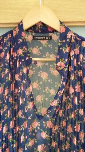 Brand new. Navy / coral floral blouse.