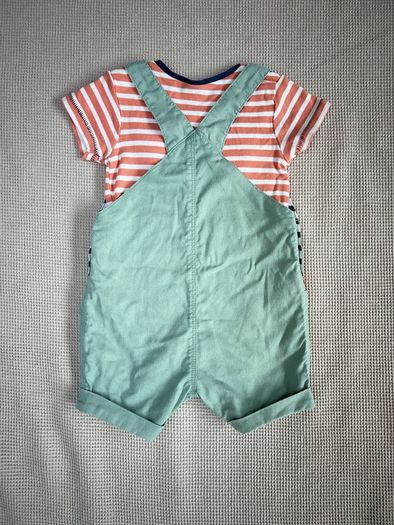 Next Sage Green Sea Life Dungarees & Bodysuit Set Size 6-9 Months 68cm