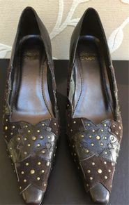 Ladies Brown Leather and Suede Shoes by Pierre Chupin