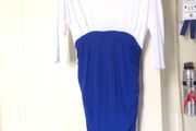 White &amp; blue maternity dress, size 10-12, used
