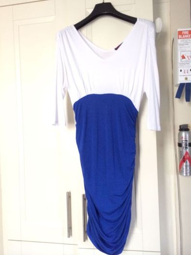 White & blue maternity dress, size 10-12, used