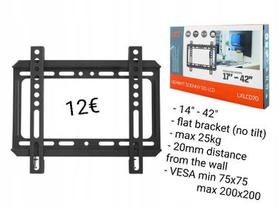 TV Wall Mount Flat Fixed 14" - 42"