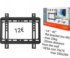 TV Wall Mount Flat Fixed 14" - 42"