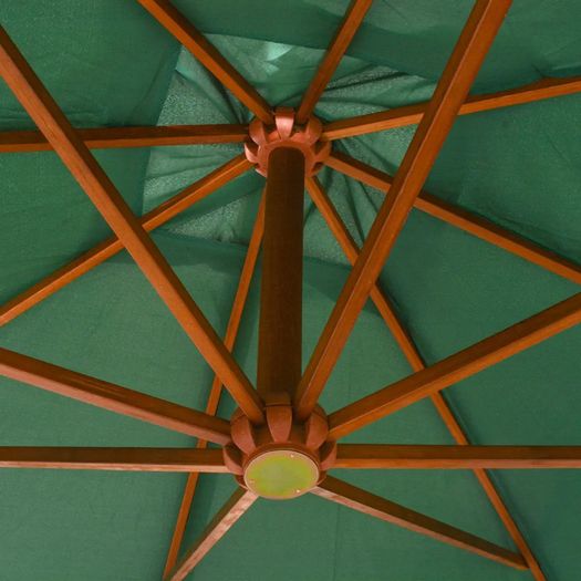 Hanging Parasol 300x300 cm Wooden Pole Green