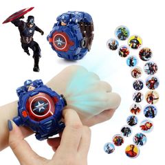 Disney Iron Man Captain America Toy Watch Deformation 21 Projection Watch Kids Digital Clock Student Wristwatches Birthday Gift
