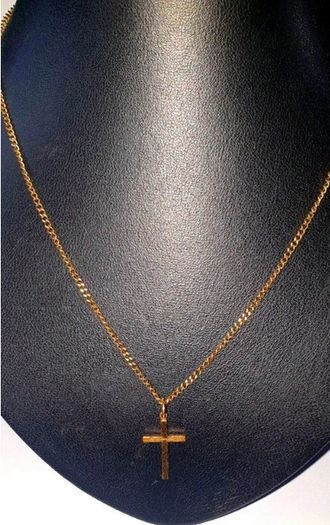 Pristine Vintage 9ct Gold Cross/Curb Chain