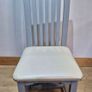Set of 6 Solid Oak Dining Chairs - Grey & Cream - Excellent Condition Image 2