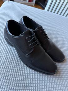 Black Leather Derby Shoes men